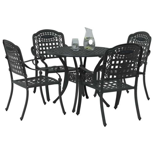 Комплект за хранене в градината 5 pcs Черно Алуминий