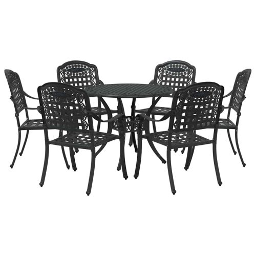 Комплект за хранене в градината 7 pcs Черно Алуминий