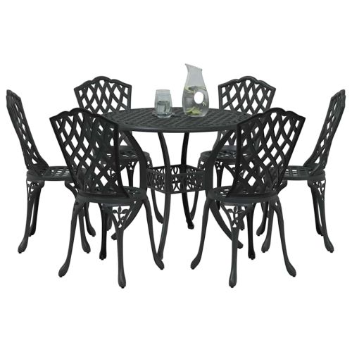 Комплект за хранене в градината 7 pcs Черно Алуминий