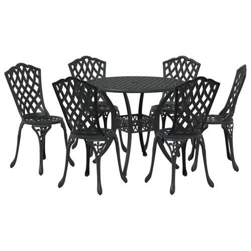 Комплект за хранене в градината 7 pcs Черно Алуминий