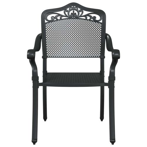 Комплект градинска маса 5 pcs Черно Лят алуминий