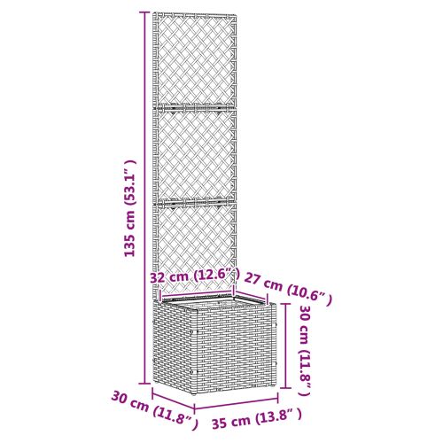 Садово решетъчно саксийно Кафяво 35 x 30 x 135 см Метал