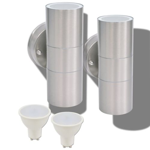 Външни LED лампи, 2бр, неръждаема стомана, насочени горе/долу