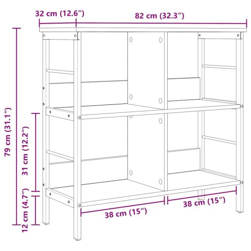 Рафт за книги 4 нива 82 x 32 x 79 см Инженерна дървесина