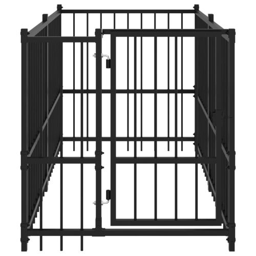 Кучешка клетка, черна, 193,5x97x100 см, стомана