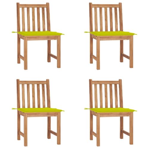 Градински столове, 4 бр, с възглавници, тиково дърво масив