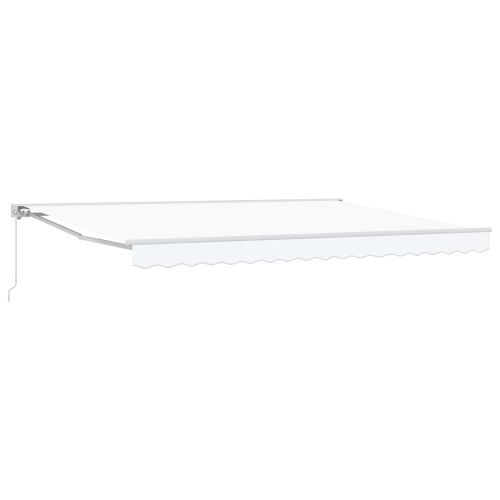 Ръчен сгъваем навес Бяло 4 × 3,5 m Полиестер с PU покритие