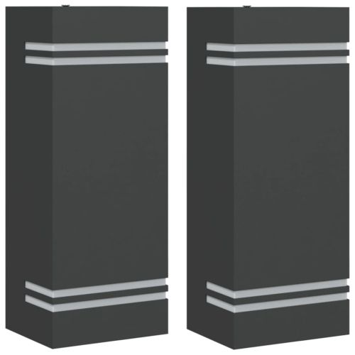 Външни стенни осветителни тела 2 бр черни неръждаема стомана