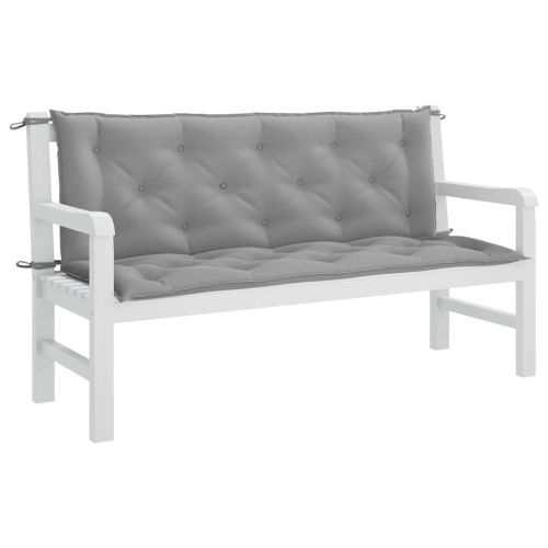 Възглавница за градинска пейка сива 150x(50+50)x7 см оксфорд