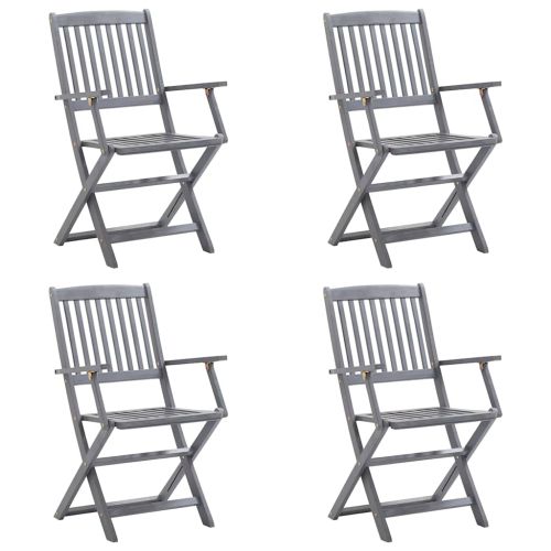 Сгъваеми градински столове, 4 бр, с възглавници, акация масив