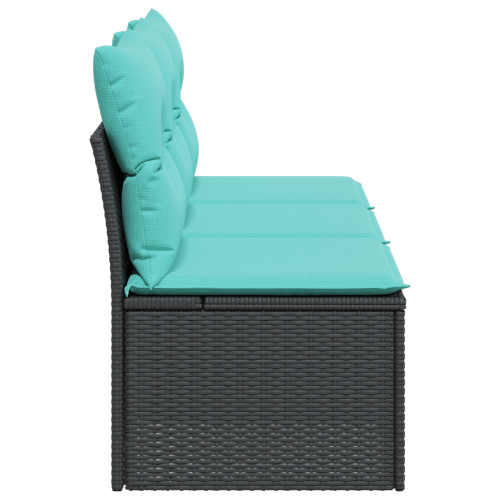 Градински диван с възглавница Черно 165 x 62 x 69 см Полиратан