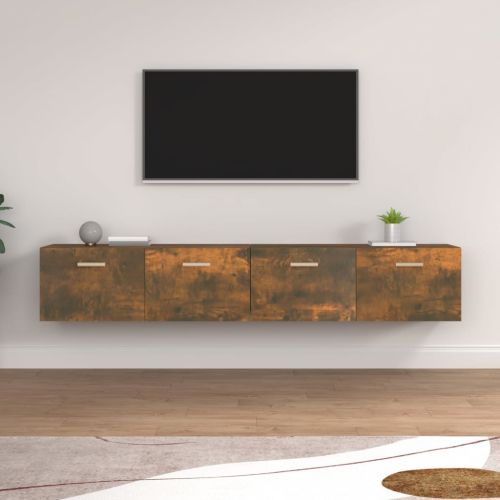 Стенни шкафове 2 бр опушен дъб 100x36,5x35 см инженерно дърво