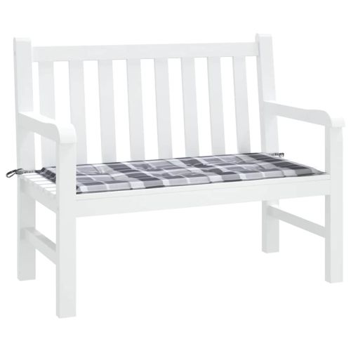 Възглавница за пейка сиво каре 100x50x3 см оксфорд плат