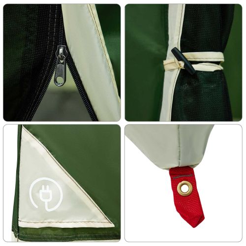 Комплект къмпинг тента с покрив 2 pcs Зелен Тафта и Тканина