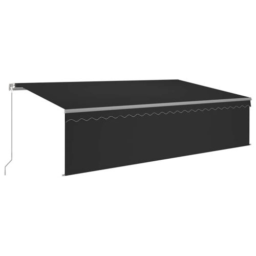 Ръчно прибиращ се сенник с щори, 5x3 м, антрацит