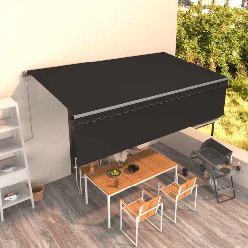 Автоматично прибиращ се сенник с щора, 5x3 м, антрацит