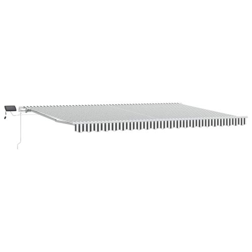 Ръчно прибираща се тента с LED, антрацит и бял, 500x300 см