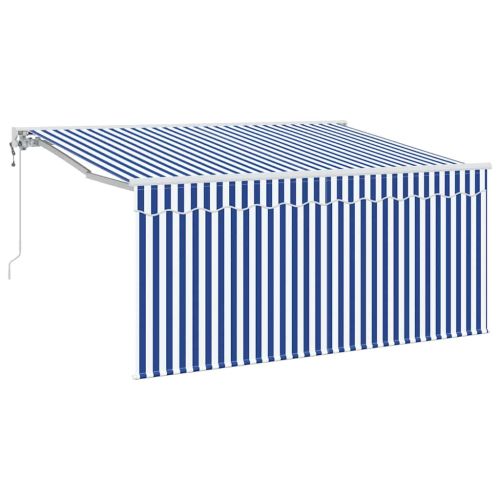 Сгъваем навес Синьо и бяло 300 x 200 cm Полиестер и алуминий