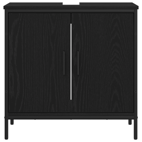 Комплект мебели за баня с рафт 4 pcs Черно Инженерно дърво