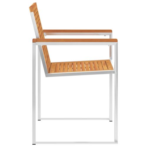 Градински столове с възглавници, 2 бр, акация масив и стомана