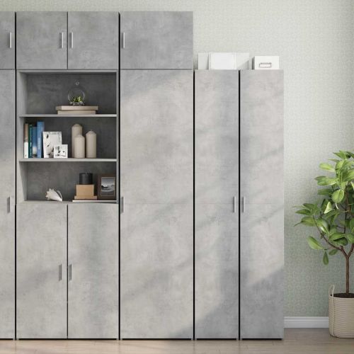 Тесен шкаф, бетонно сив, 50x42,5x225 см, инженерно дърво