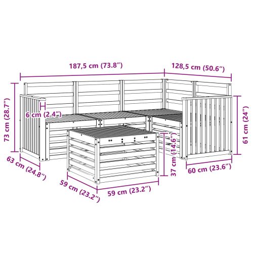 Комплект дивани за открито 5 pcs Естествен