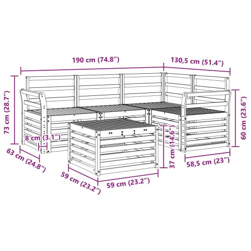 Комплект дивани за открито 5 pcs Естествен