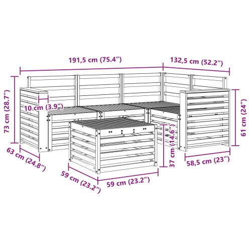 Комплект дивани за открито 5 pcs Естествен