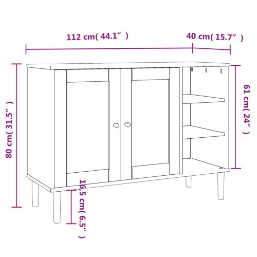 Сайдборд "SENJA" ратанова визия черен 112x40x80 см бор масив
