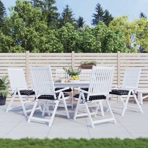 Възглавници за столове 6 бр черно каре 50x50x7 см Оксфорд плат