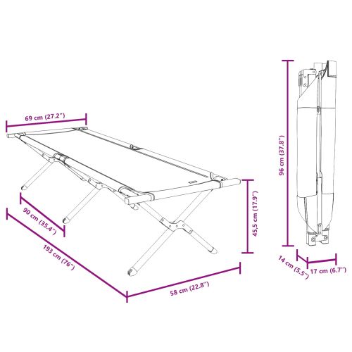 Сгъваемо къмпинг легло Зелен 193 x 69 x 45 см Оксфордска тъкан