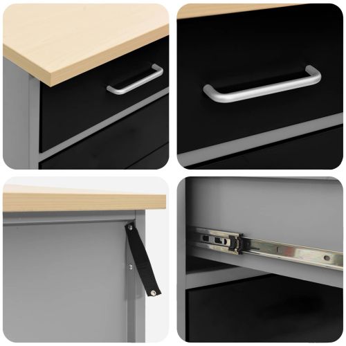 Комплект работни шкафове с чекмедже с рафт 5 pcs Черно