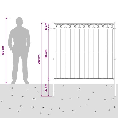 Елемент на оградата Assen Сив 170 x 200 см Стомана