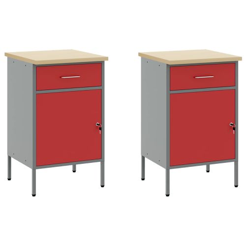 Комплект работни шкафове с чекмедже с рафт 6 pcs Червено