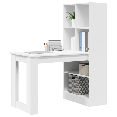 Бюро с рафт Бяло 122 x 67 x 145 см Инженерно дърво