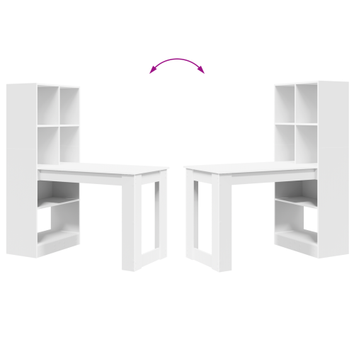 Бюро с рафт Бяло 122 x 67 x 145 см Инженерно дърво