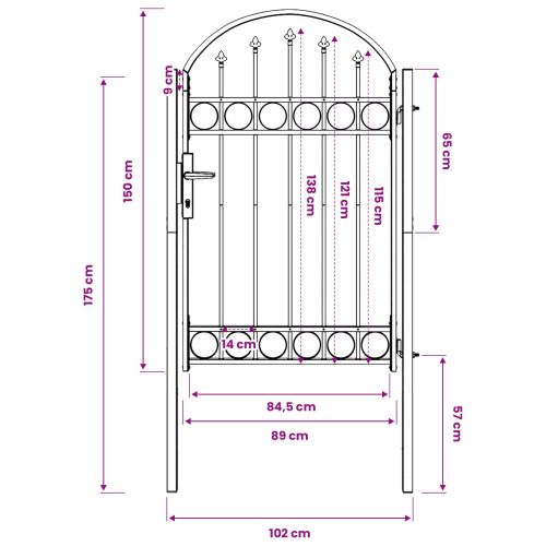 Врата за ограда ASSEN 100 x 150 cm Прахово боядисана стомана