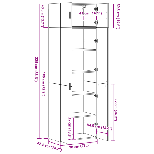 Шкаф за съхранение 3 pcs Старо дърво