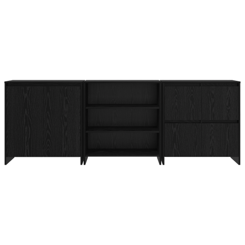 Служебен шкаф 3 pcs Черния дъб 70 x 41 x 75 см Инженерно дърво