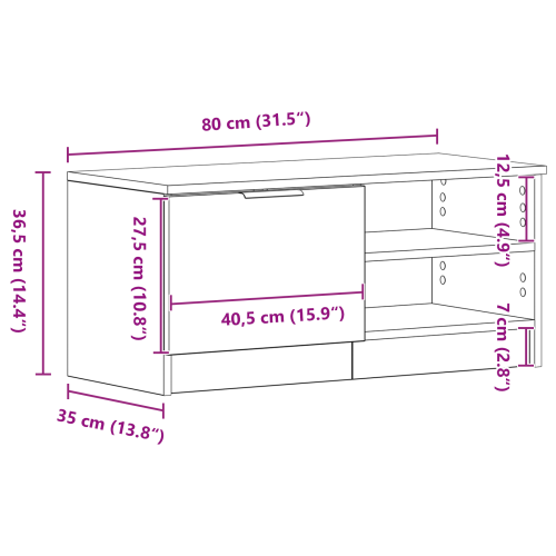 ТВ шкаф 2 pcs Черния дъб 80 x 35 x 36,5 cm Инженерно дърво