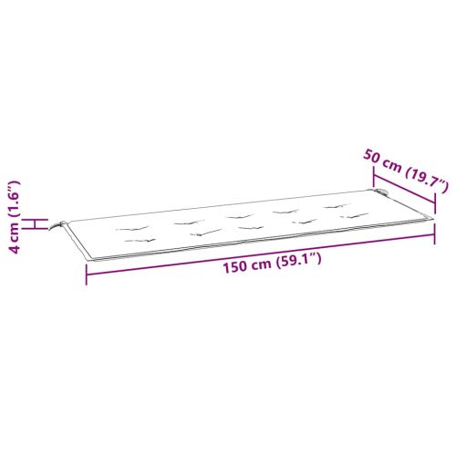 Възглавница за градинска пейка с листа 150x50x4 см оксфорд плат