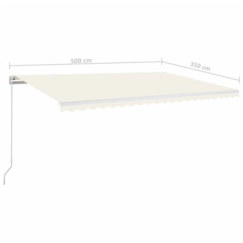 Ръчно прибиращ се сенник с LED, 500x350 см, кремав