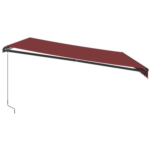 Ръчно прибираща се тента с LED, бордо, 500x350 см