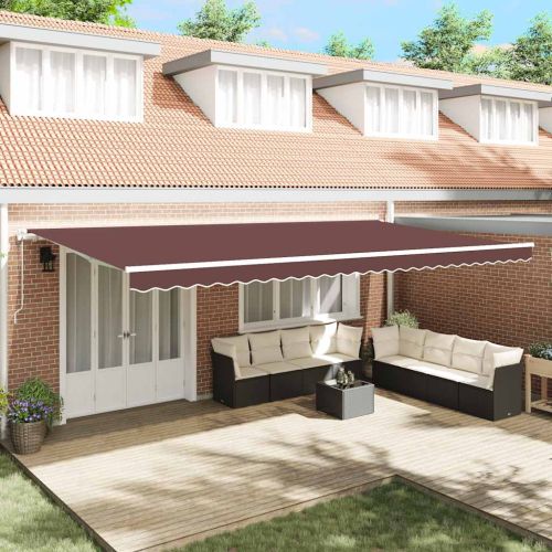 Автоматично прибираща се тента, кафяв, 600x300 см