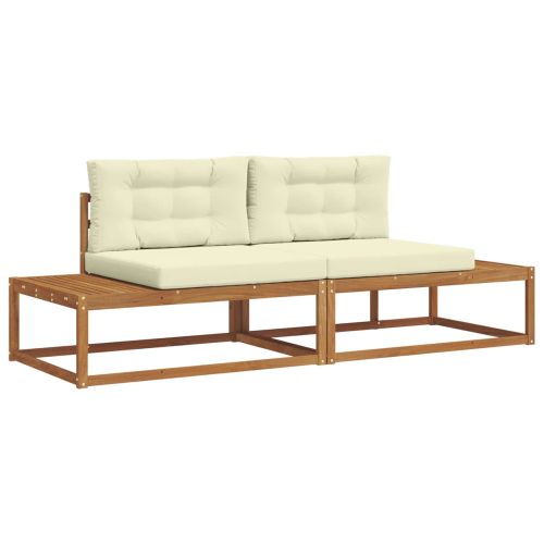 Комплект дивани за открито с възглавница Натурален и Крема