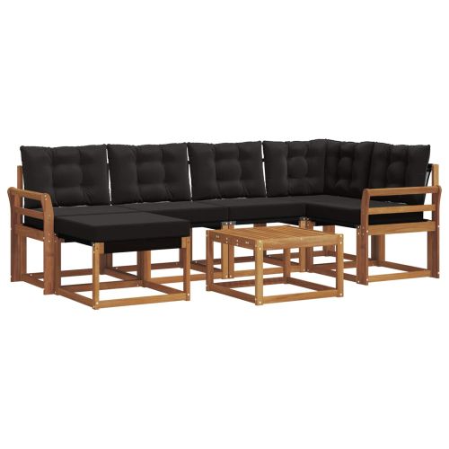Комплект дивани за открито 7 pcs Естествено и черно