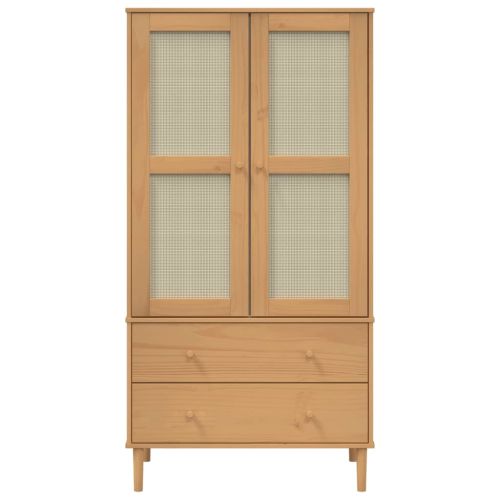 Гардероб "SENJA" ратанова визия кафяв 90x55x175 см бор масив