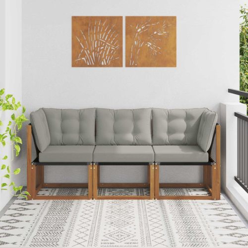 Външен среден и ъглов диван с възглавница 3 Брой Естествен