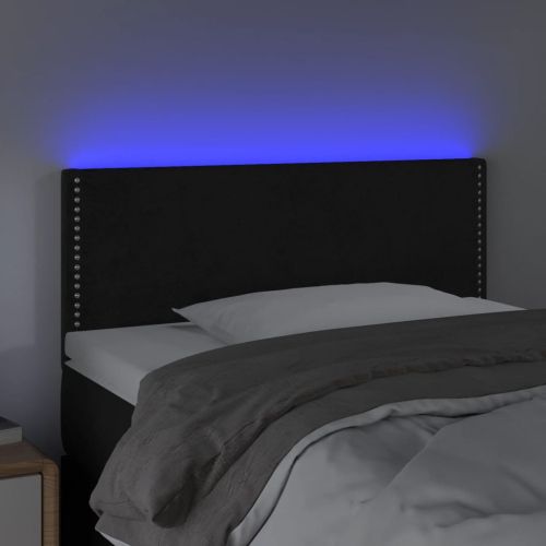 LED горна табла за легло, черна, 90x5x78/88 см, кадифе