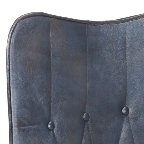 Wingback стол, сив, естествена кожа